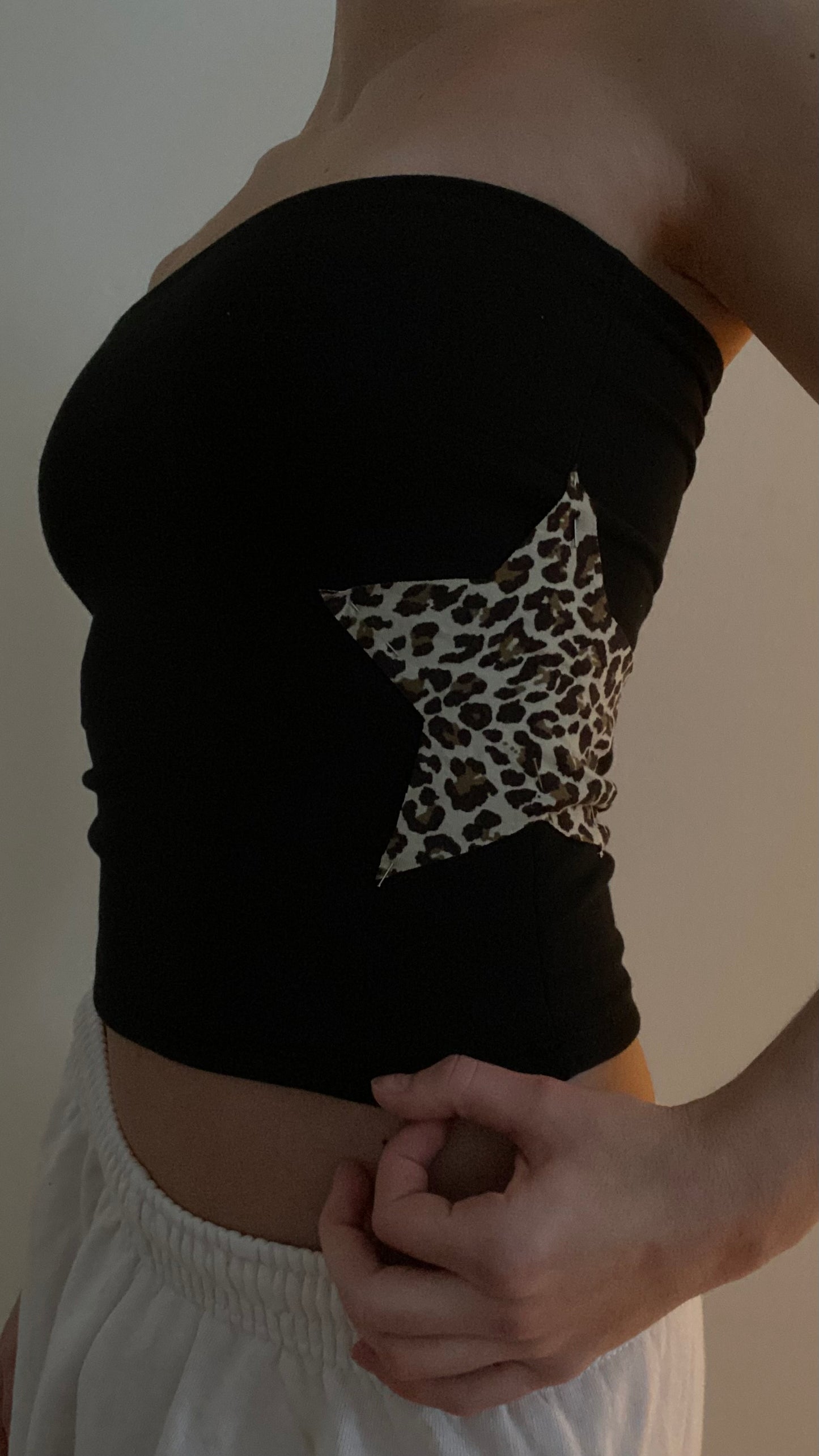 Star bandeau in black/leopard print