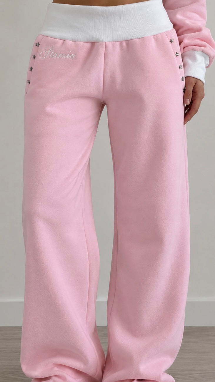 Studded joggers in pink