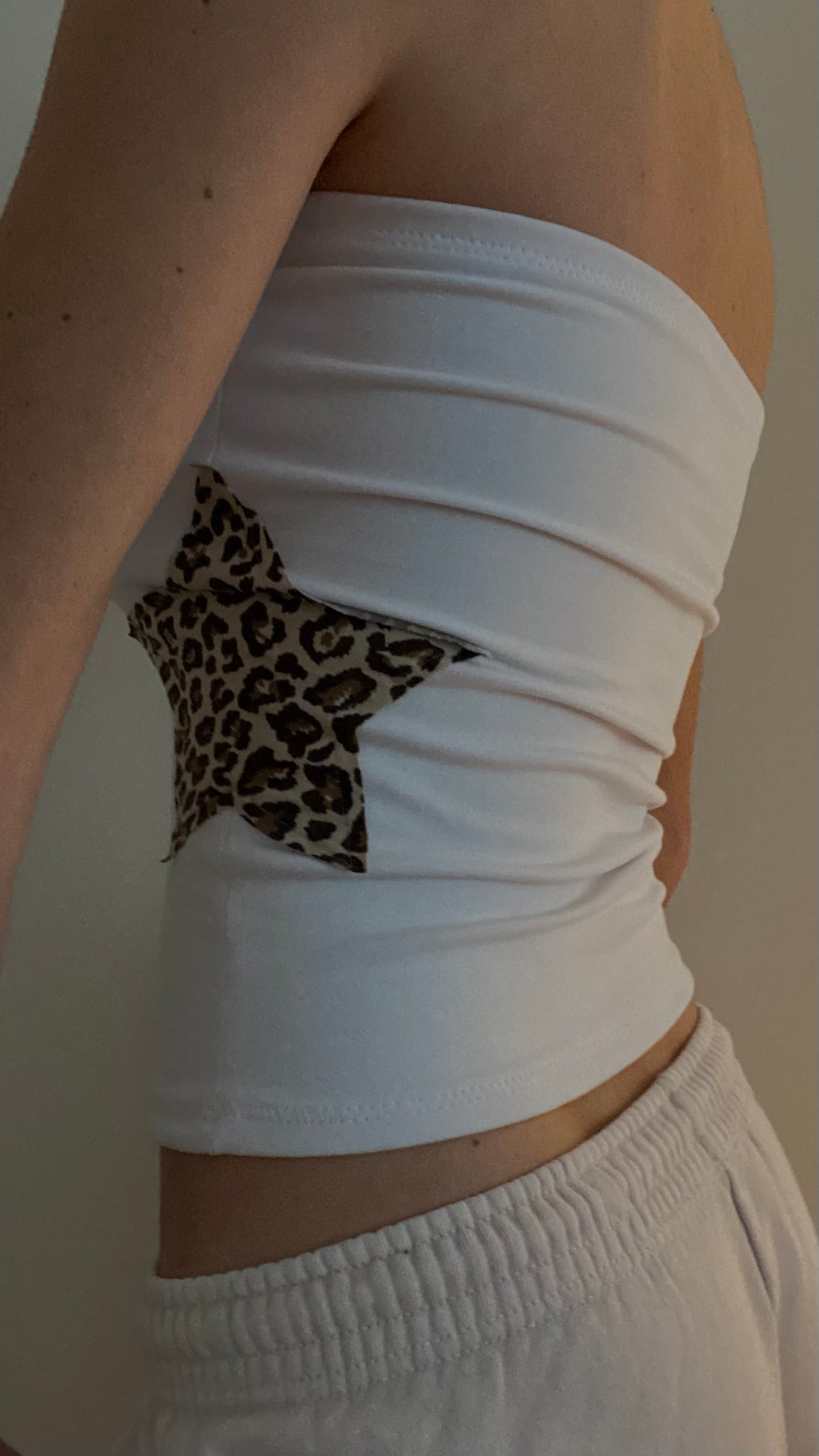 Star bandeau in white/leopard print
