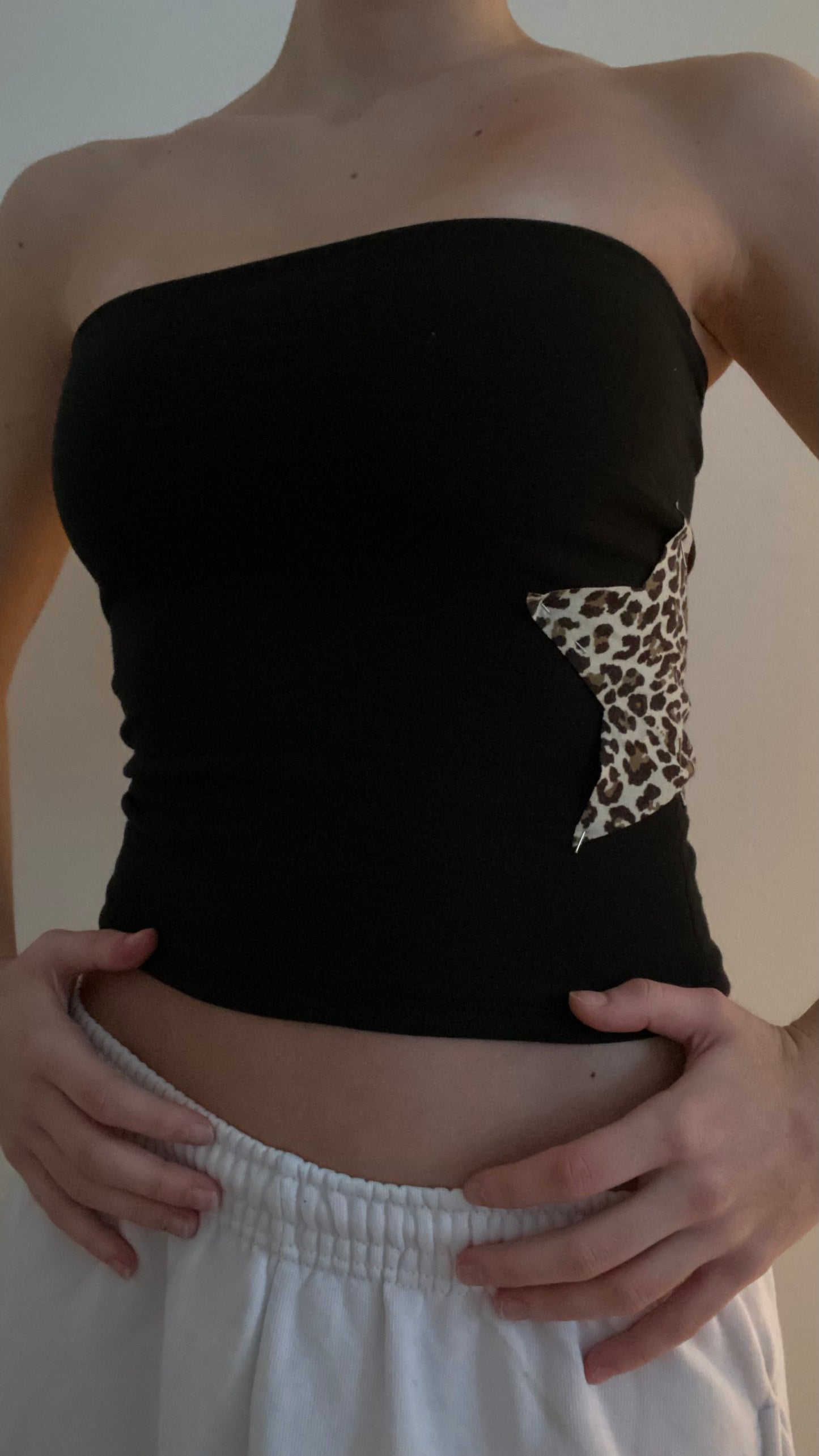 Star bandeau in black/leopard print