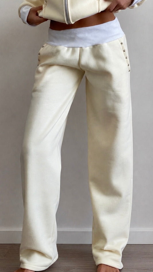 Studded joggers in yellow