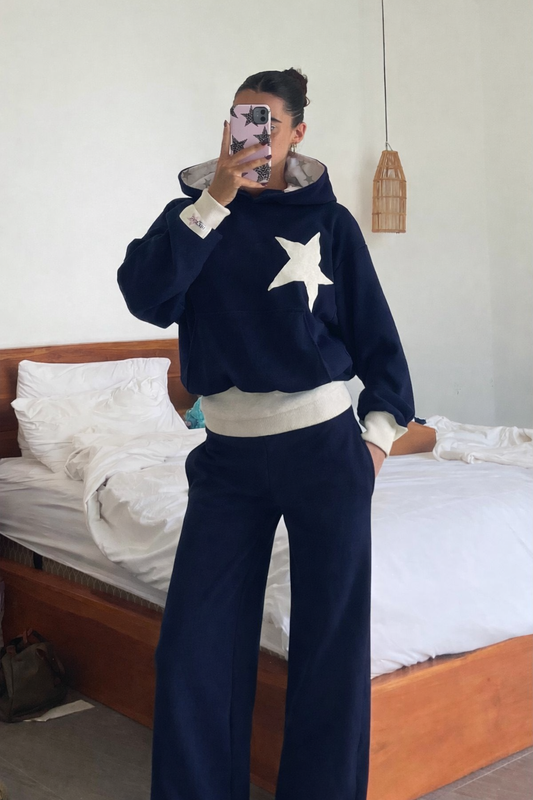 Starzia hoodie in navy/off white