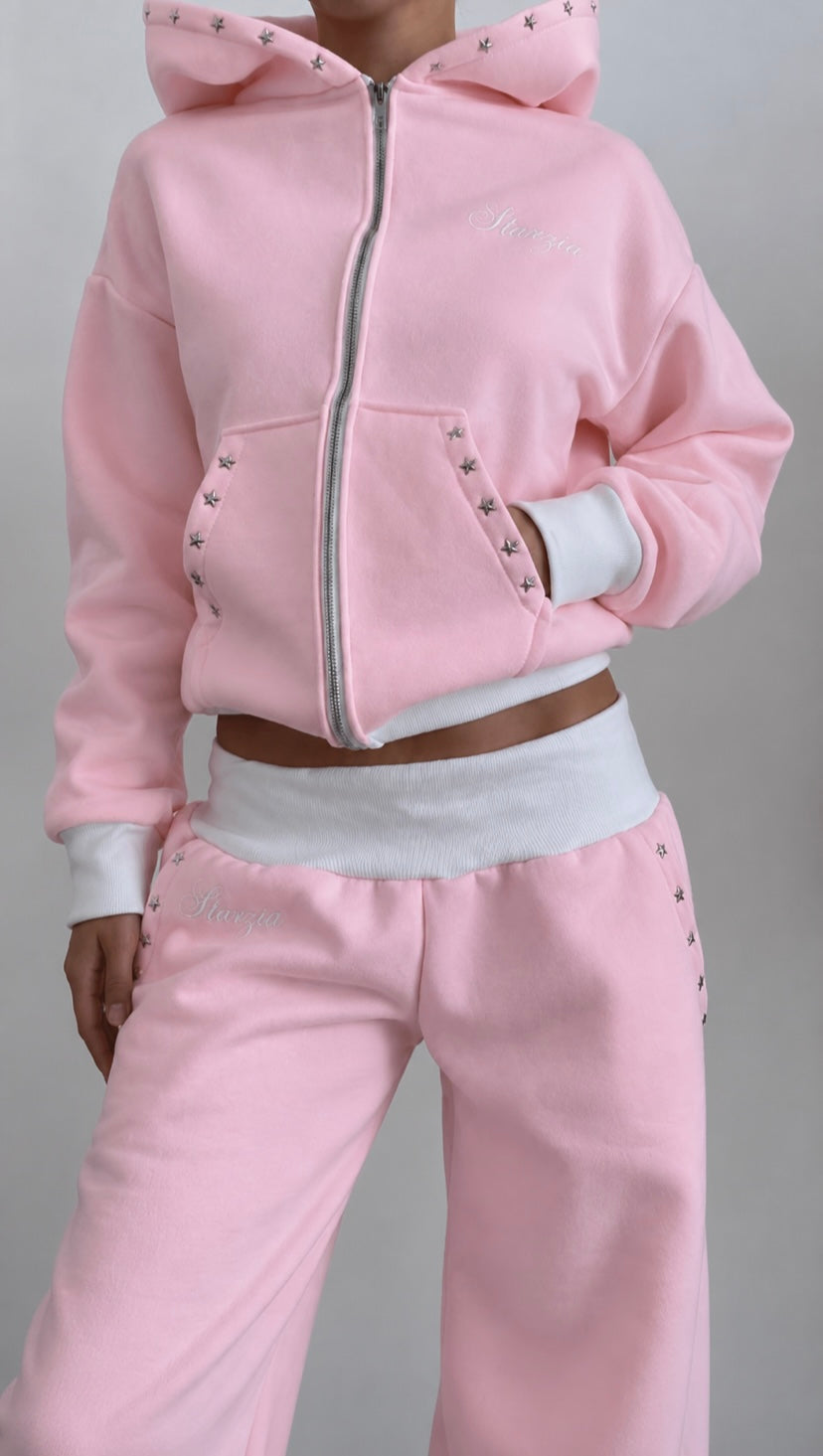 Studded hoodie in pink