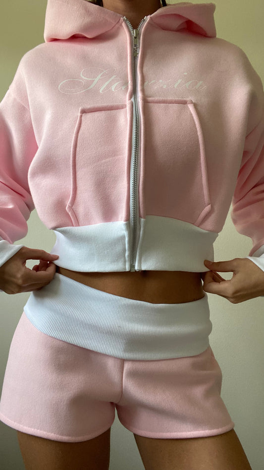 Starzia cropped zip up in pink