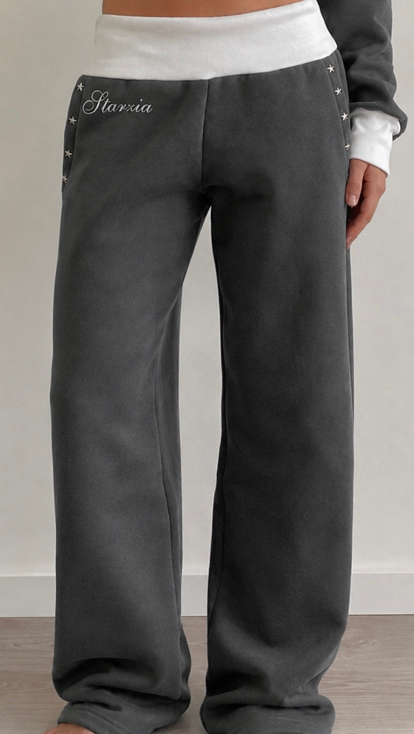 Studded joggers in charcoal grey