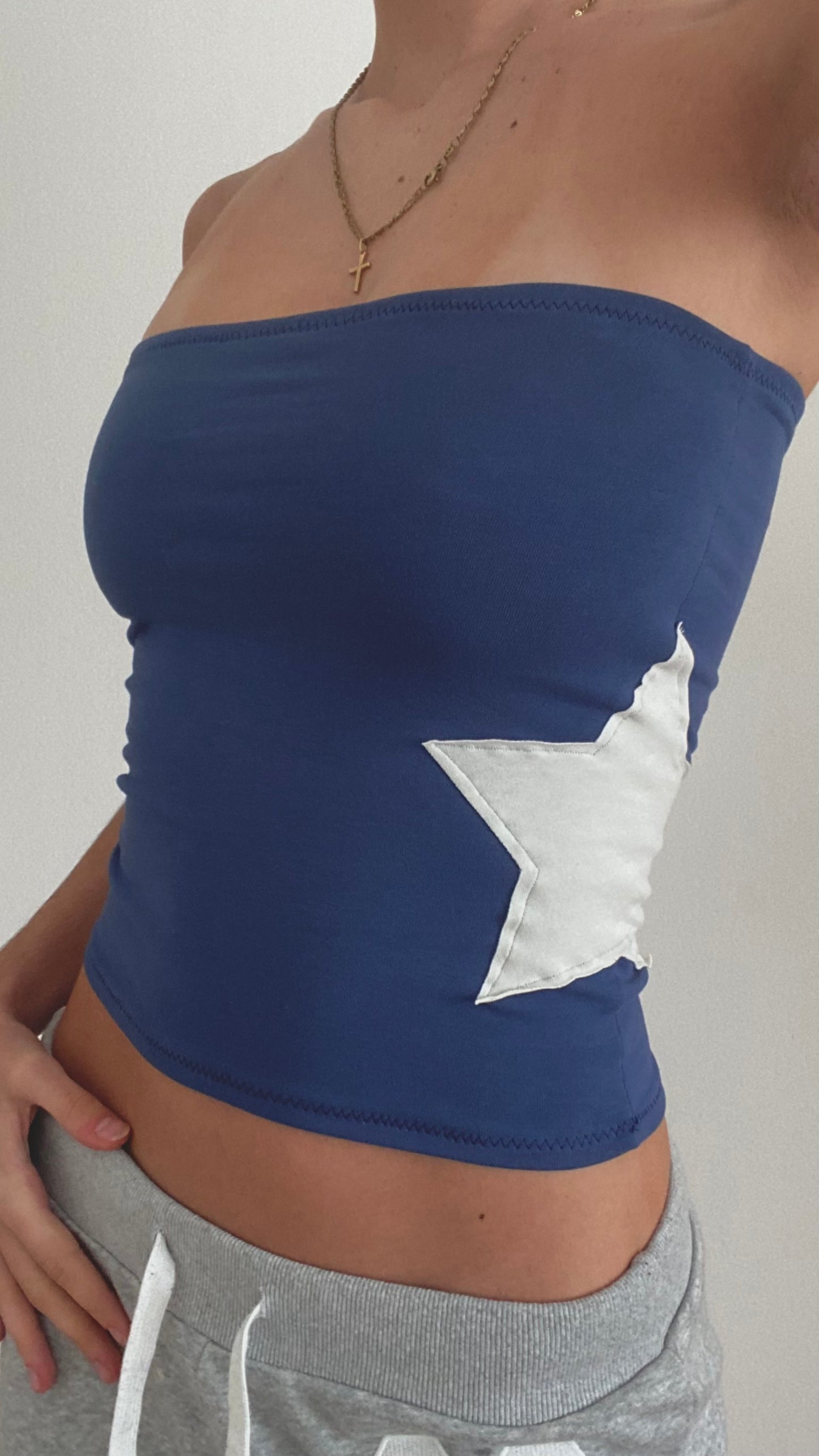 Star bandeau in indigo/ ivory