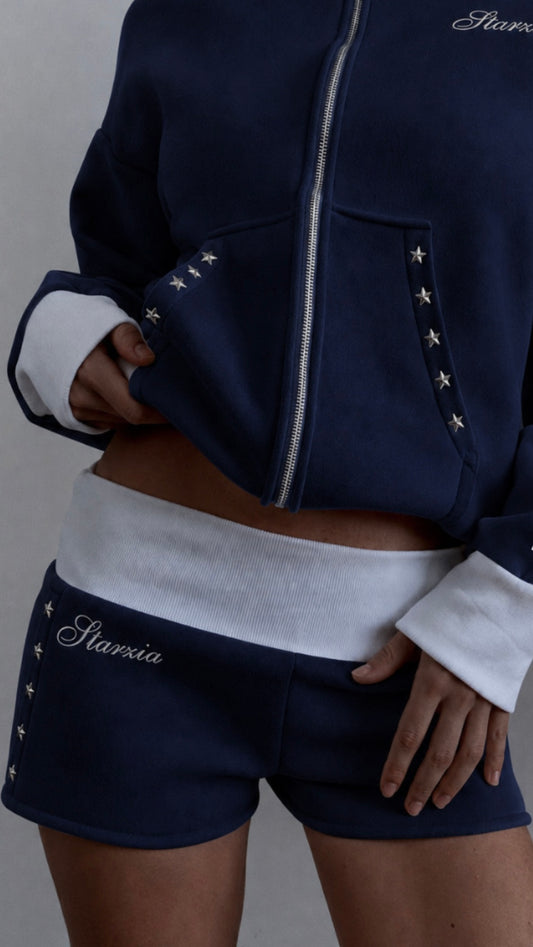 Studded shorts in navy