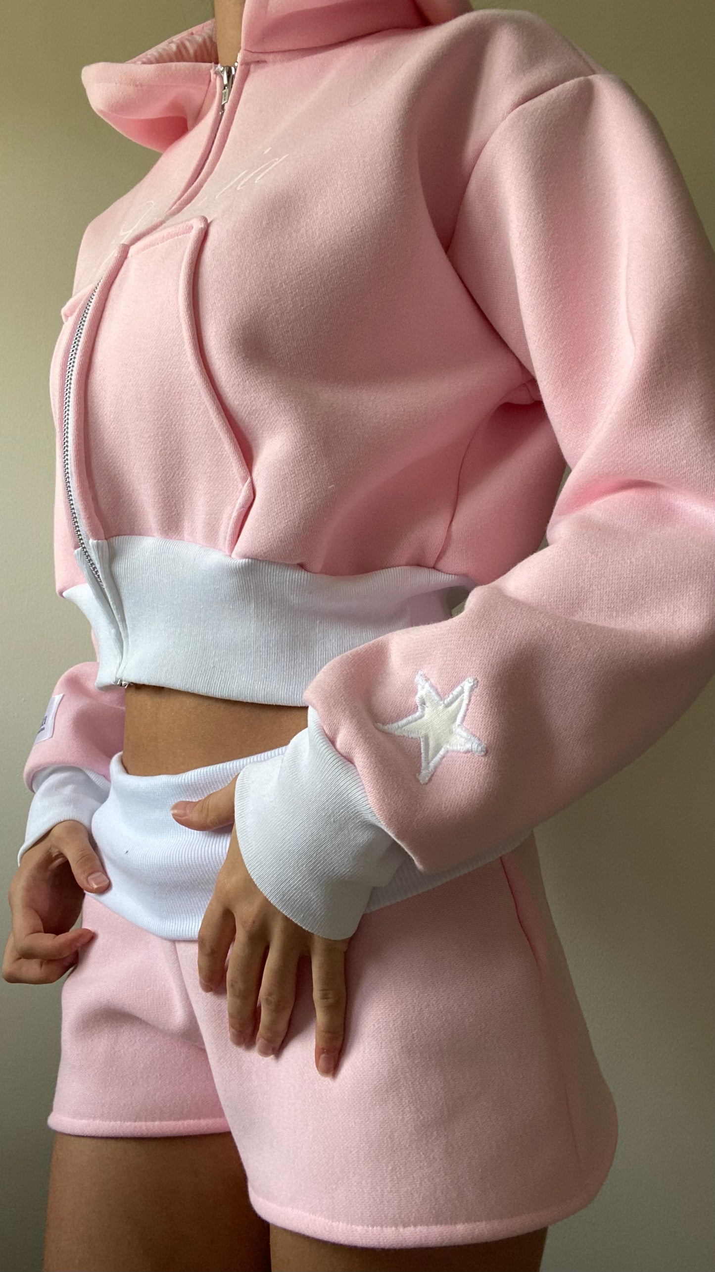Starzia cropped zip up in pink