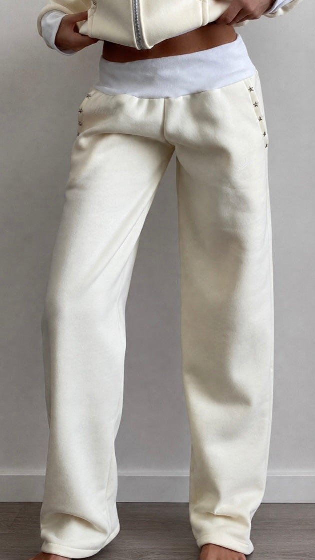 Studded joggers in yellow