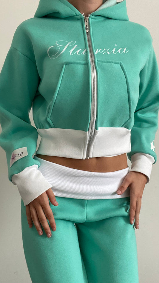 Starzia cropped zip up in teal