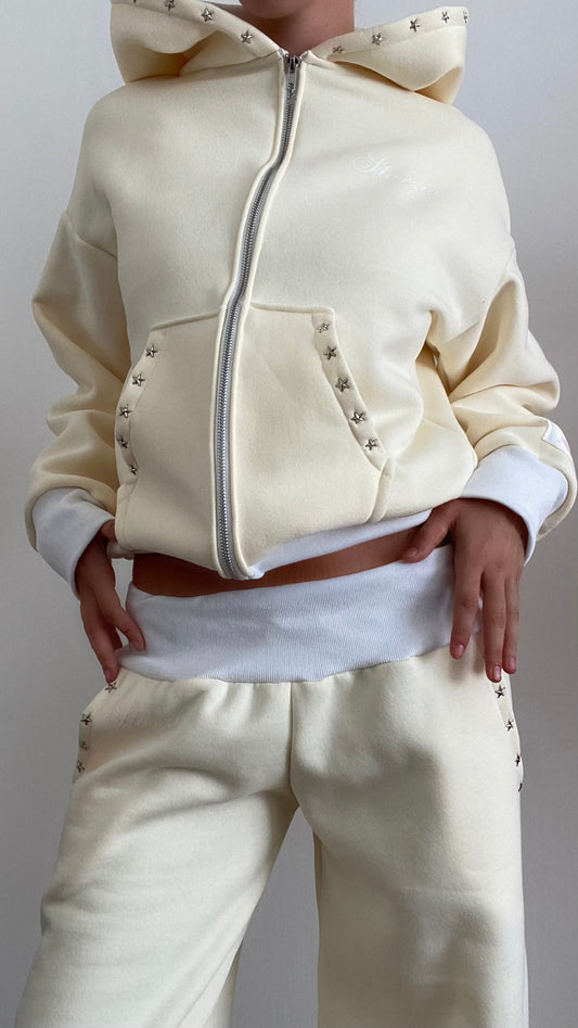 Studded hoodie in yellow