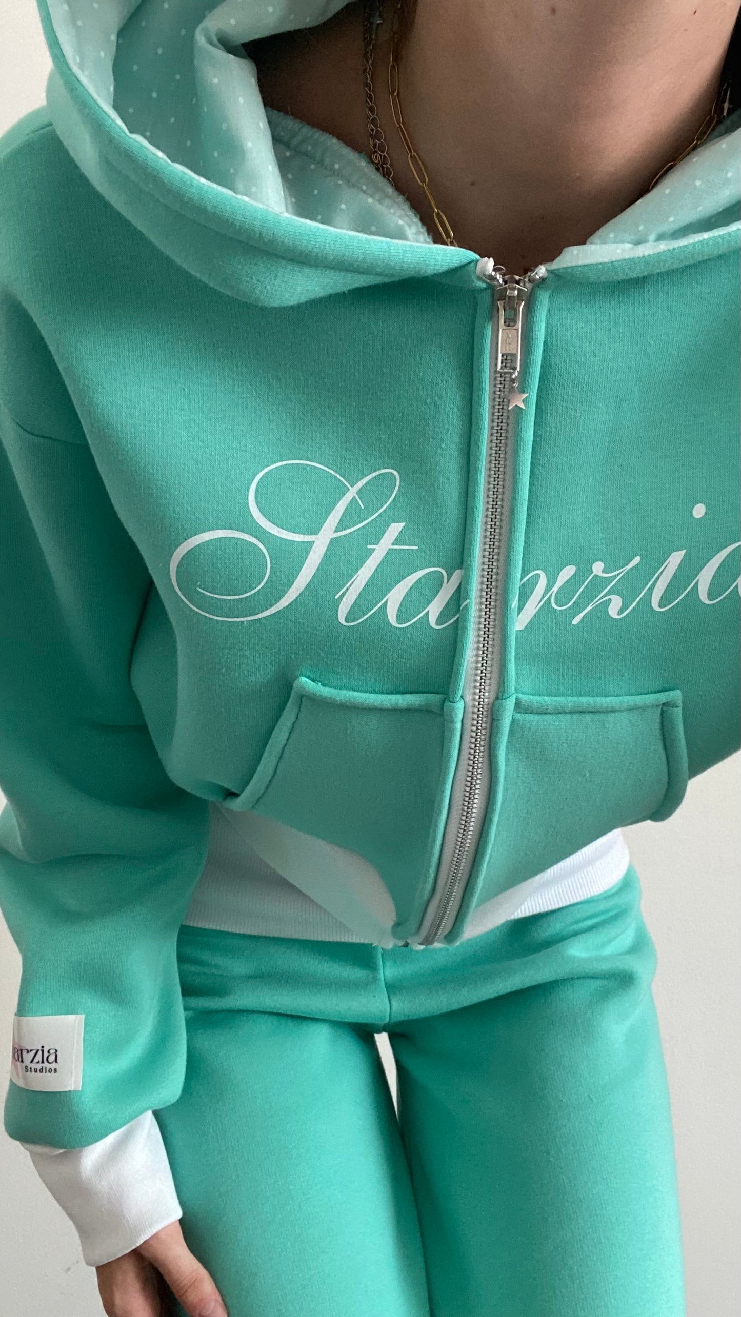 Starzia cropped zip up in teal