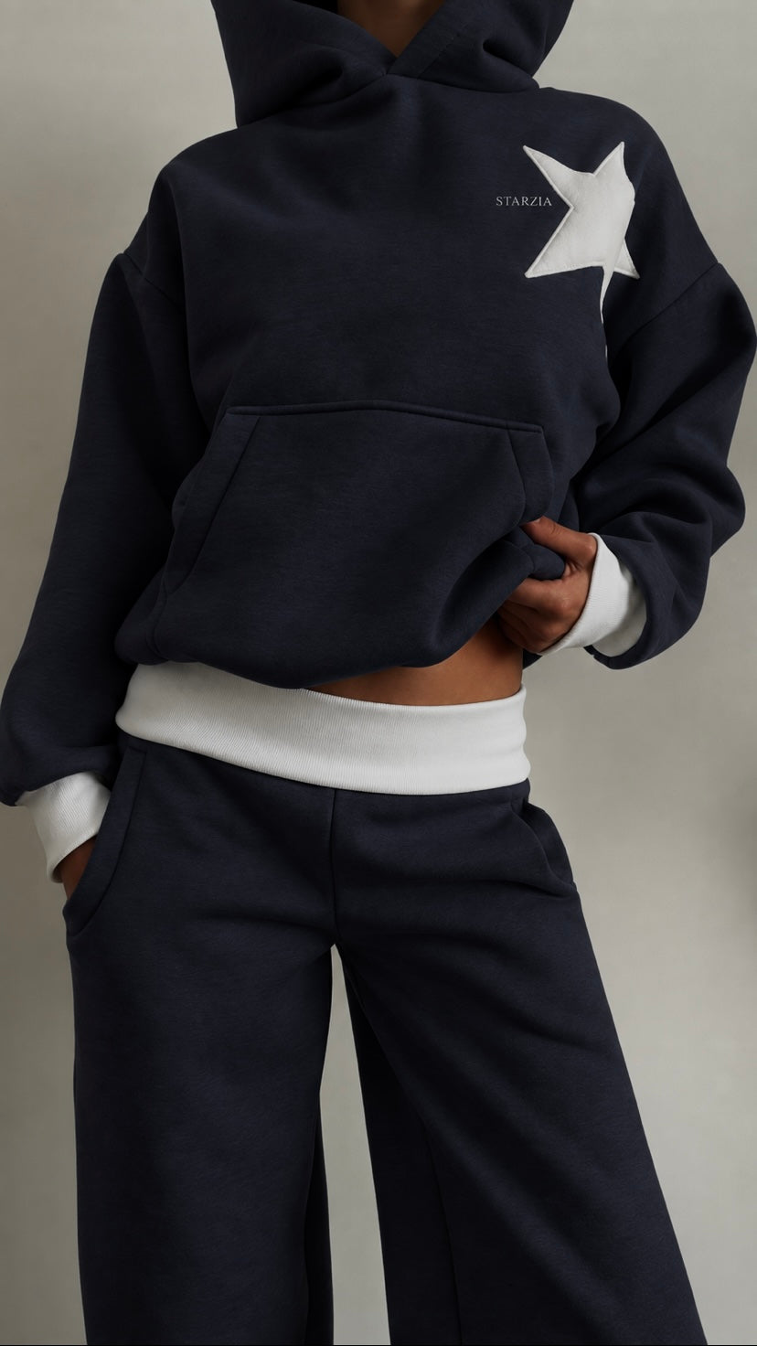 Slower days hoodie in dark navy