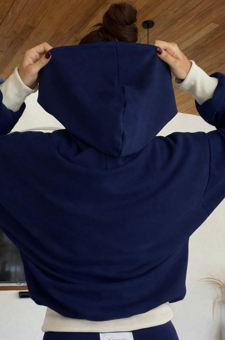 Starzia hoodie in navy/off white